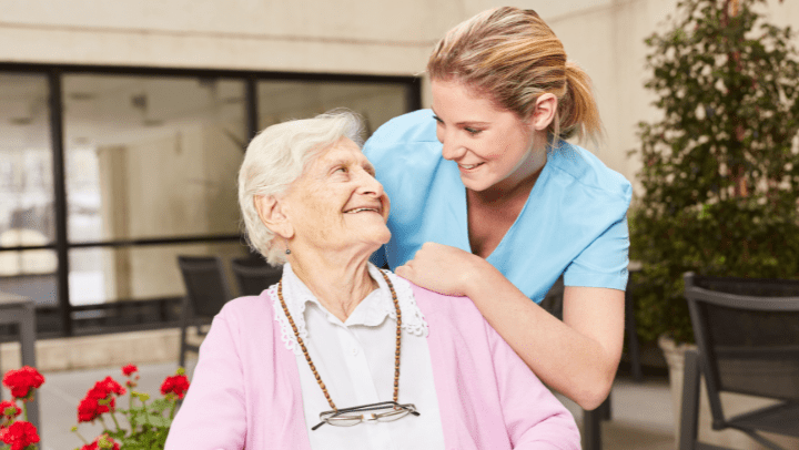 senior with caregiver