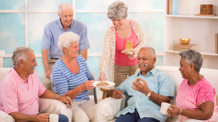 a group of seniors having a conversation