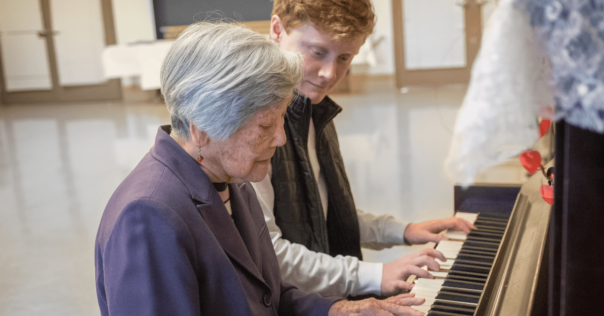 seniors playing the piano