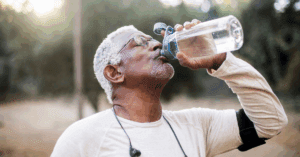 a senior drinking water