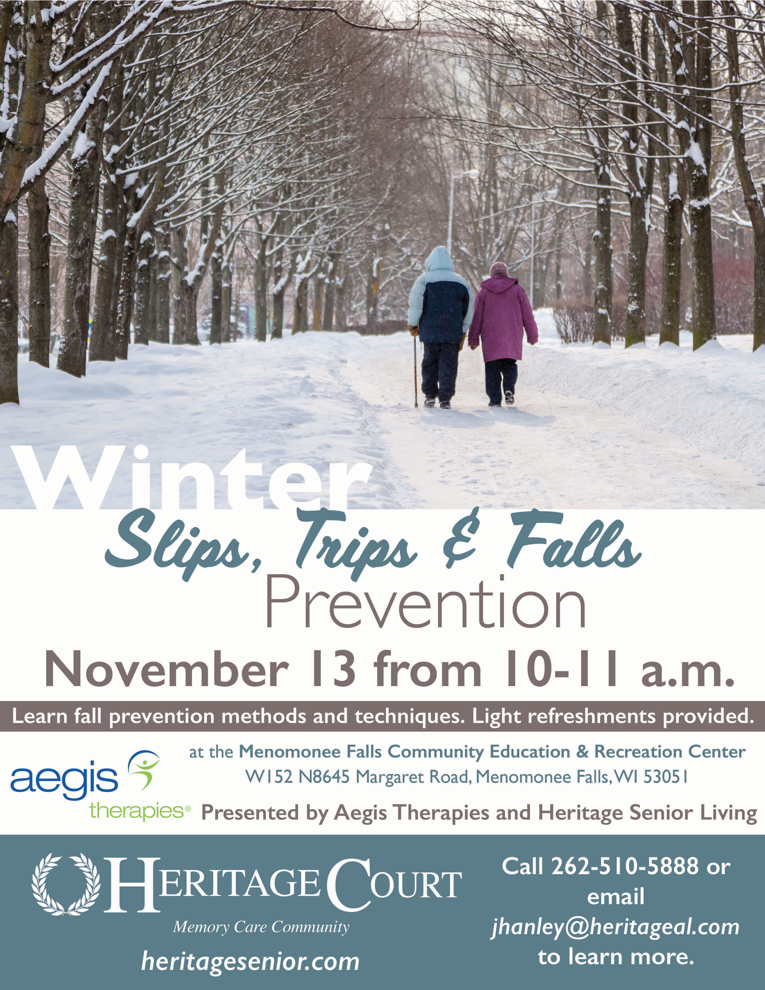 Winter Slips Trips Falls Prevention Heritage Menomonee Falls