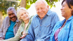 Older people smiling each other 