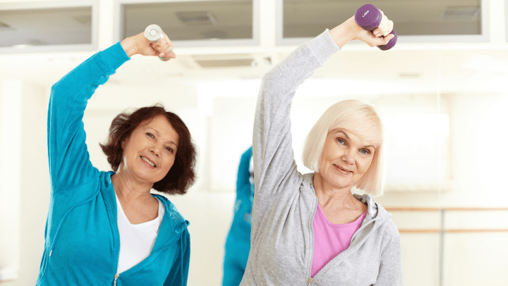 two ladies working out