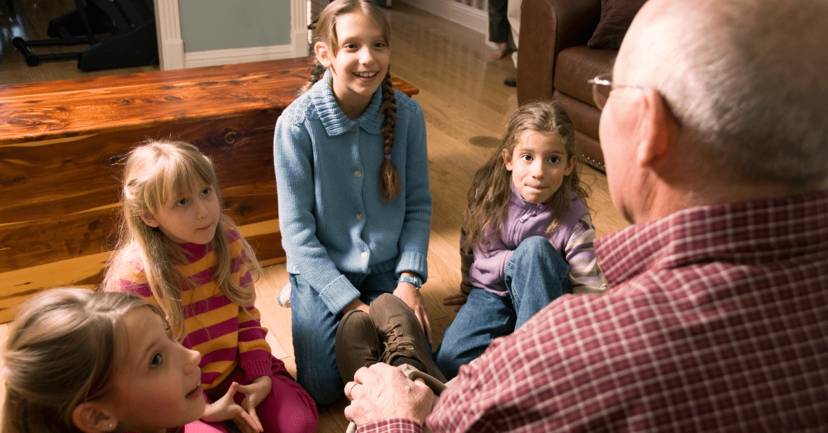 senior telling stories