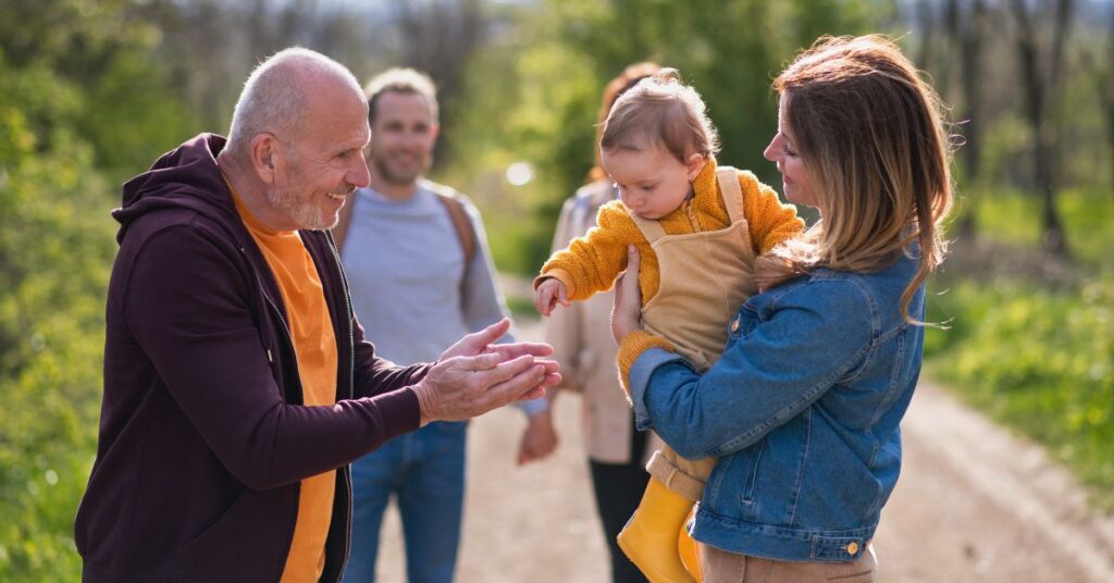 senior with his family