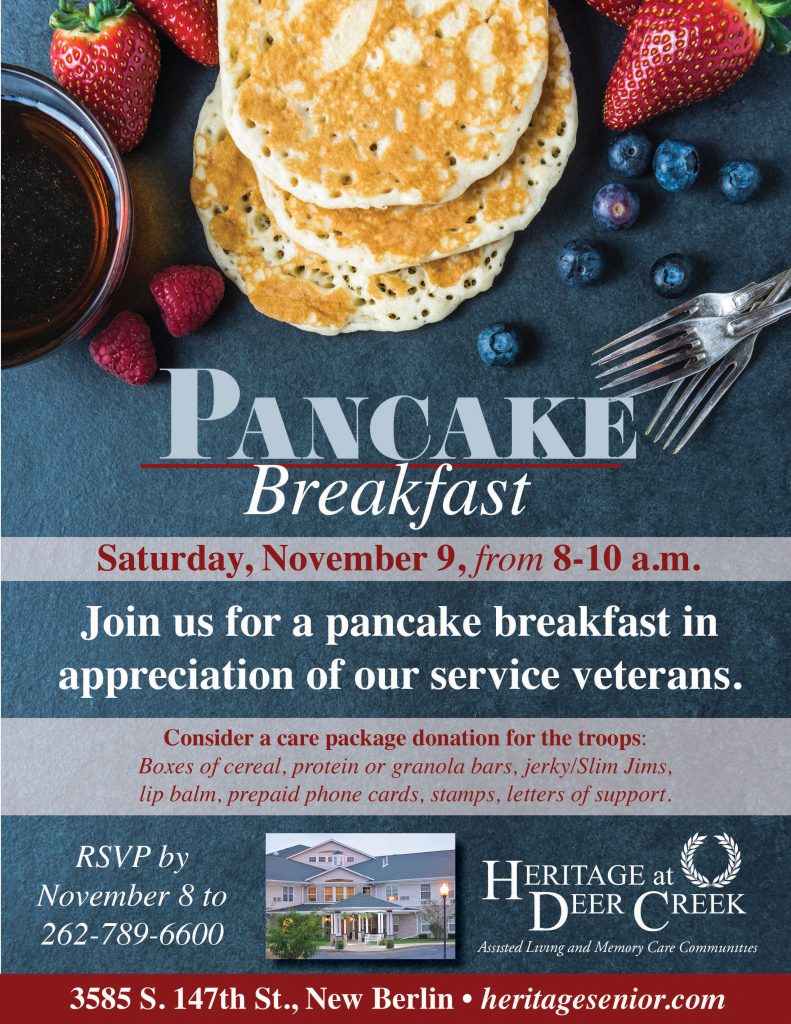 Veterans Appreciation Pancake Breakfast Heritage Deer Creek