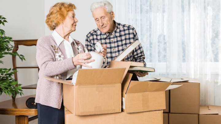 senior couple packing