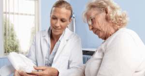 senior with healthcare provider