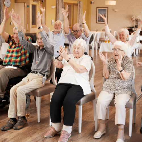 a group of seniors celebrating