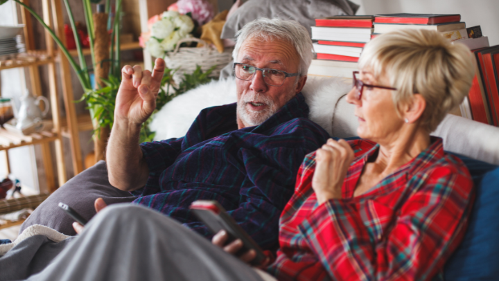 a couple of seniors having a conversation