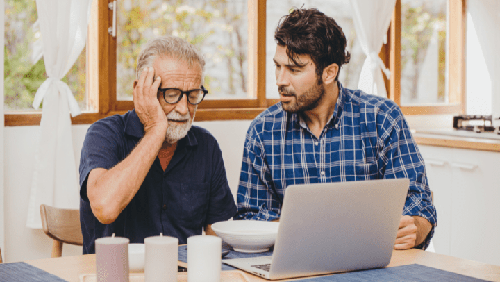 an old senior with his son 