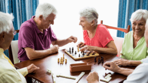 seniors playing chess