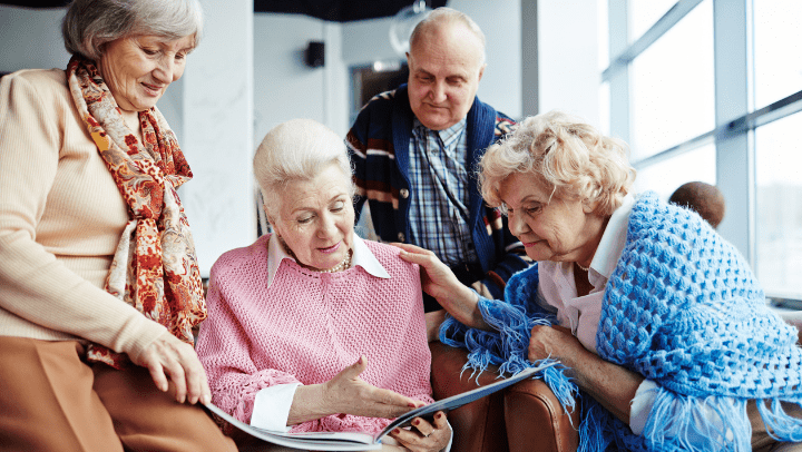 a group of seniors reading