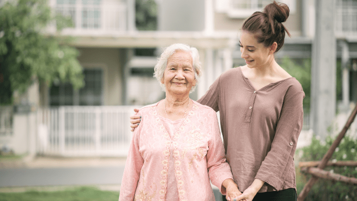 mother and daughter walking together