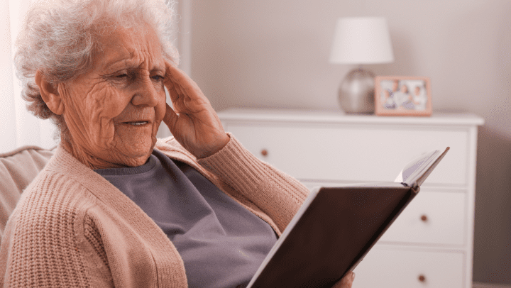 an old lady with a headache