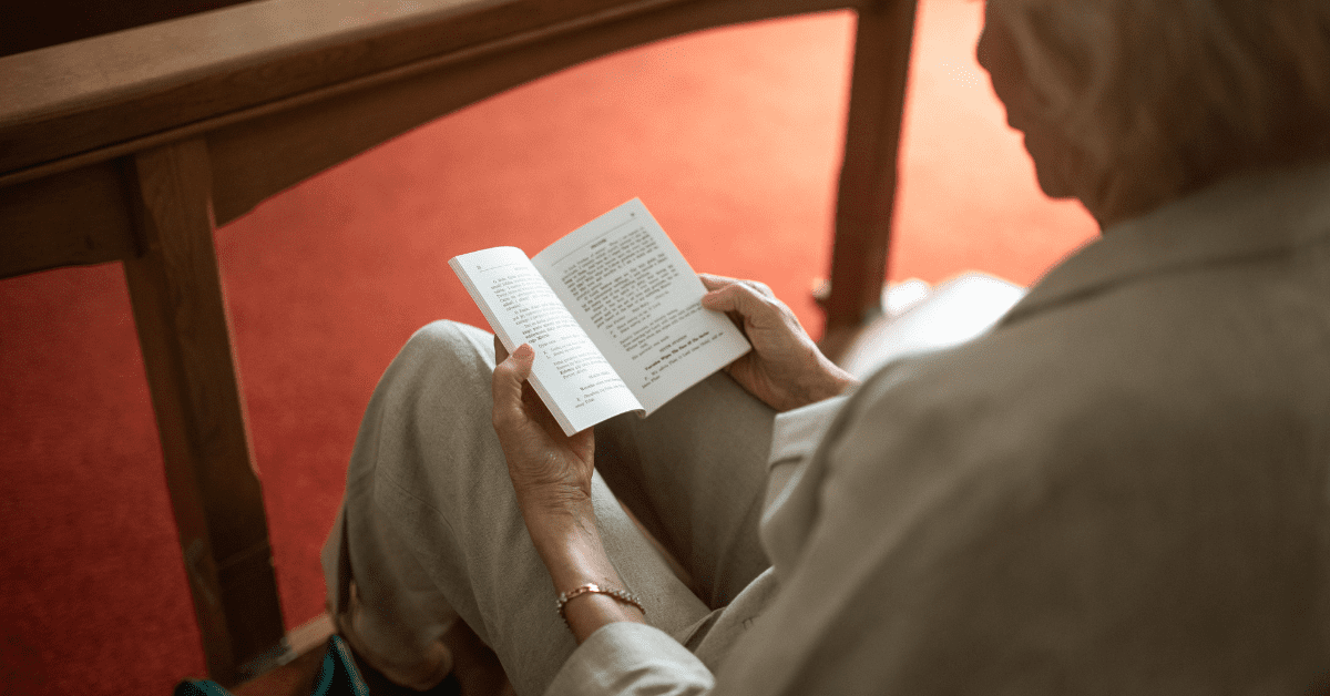 reading senior woman