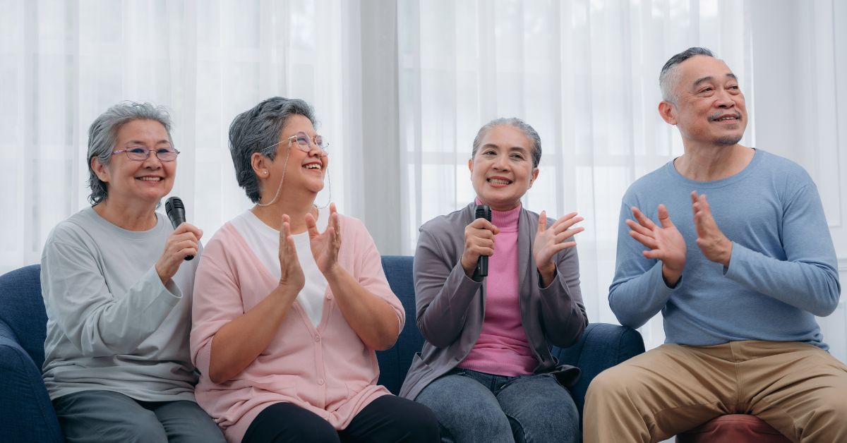 seniors talking in senior care