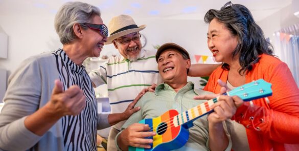 seniors singing in senior care