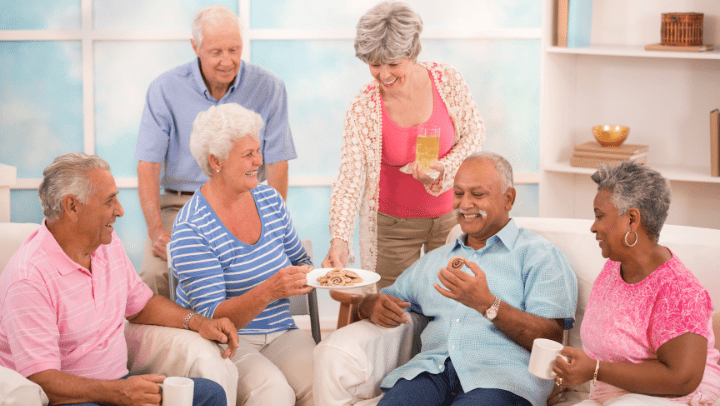 a group of seniors having a good time