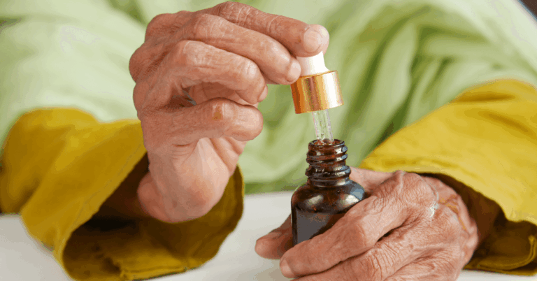 an elderly woman sampling scents at her memory care residence