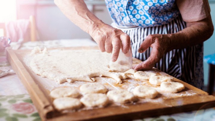 senior baking cookies