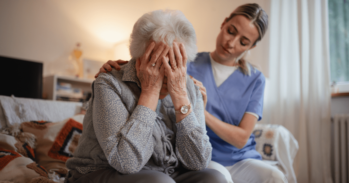 senior woman mental health in senior community
