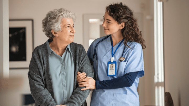 old woman in a home care for seniors
