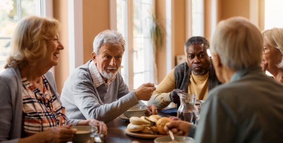seniors talking in alzheimers care