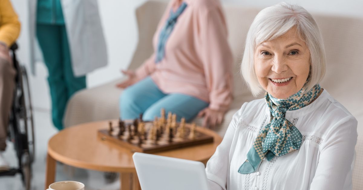 senior woman in assisted living community