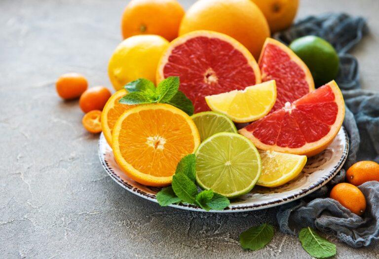 Plate of citrus fruits