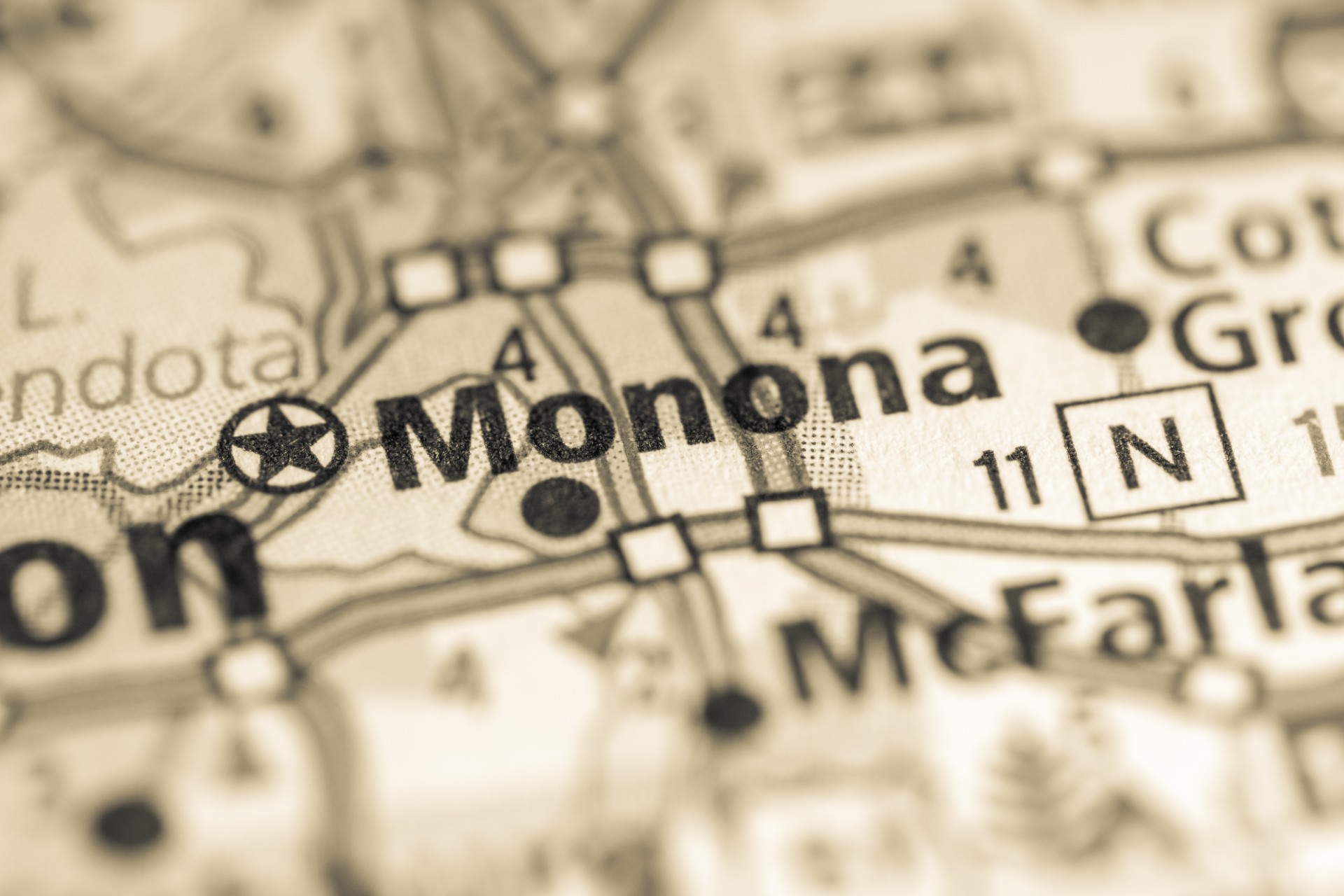 Monona, Wisconsin on a map